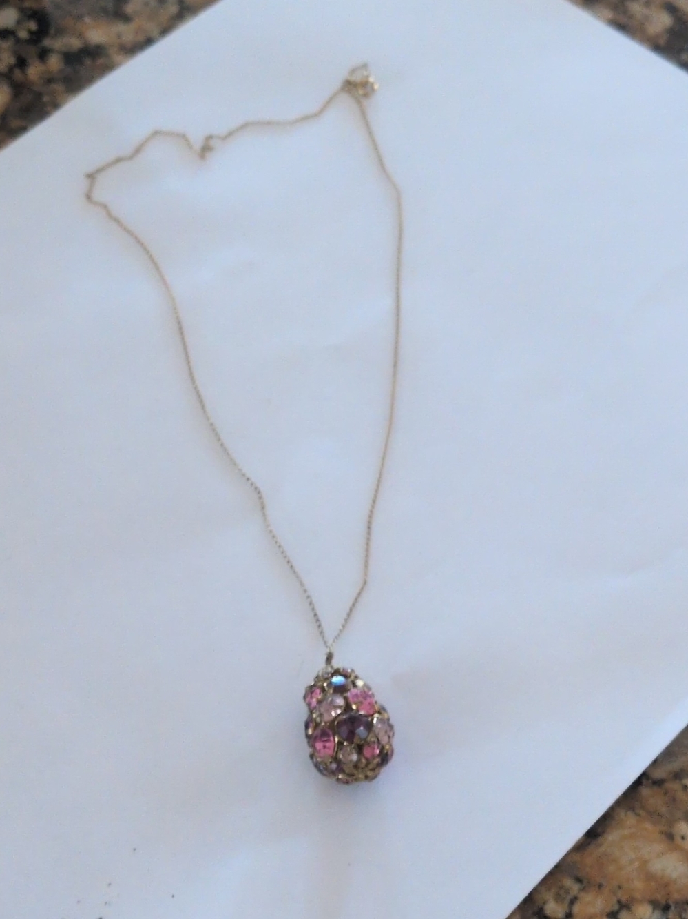 Delicate Pink Crystal Pendant Necklace
